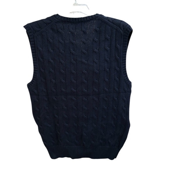 Polo Ralph Lauren Cable Knit Cotton Sweater Vest in Navy Size M. NWT - Picture 5 of 11